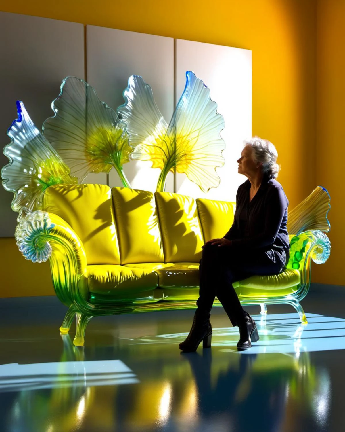 1woman, sit, couch
reflections, shattered glass
shadow, dramatic lighting
(masterpiece, best quality , realistic, photorealistic ),
Dale Chihuly,