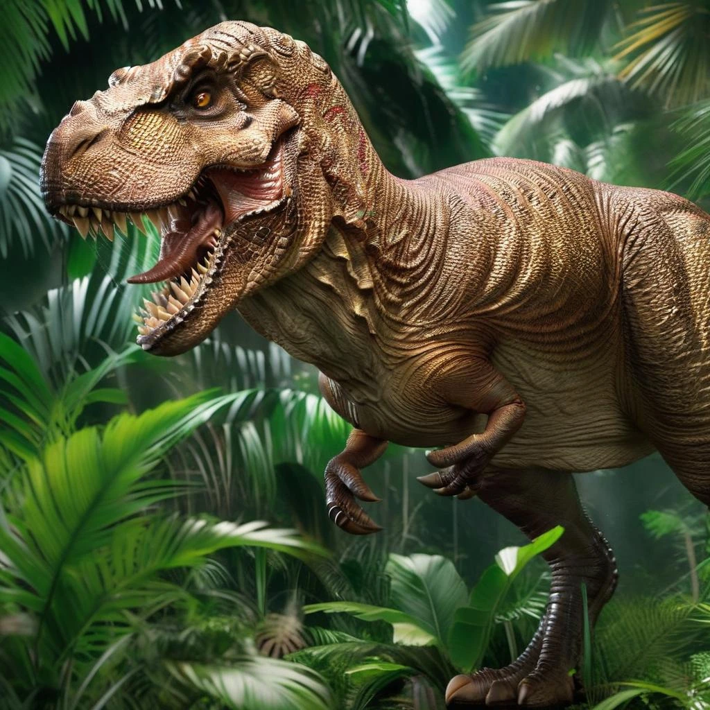 ultra-detailed,8K,detailed light,detailed shadow,RAW, (detailed skin),(realistic:1.2),t-rex in the jungle
