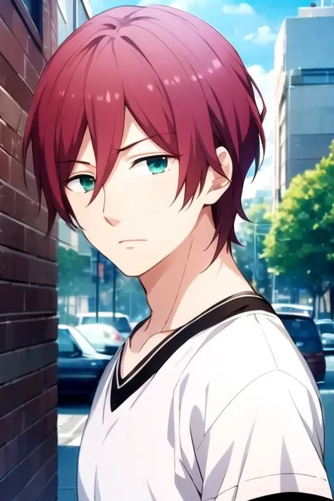masterpiece, best quality, game cg, 1boy, solo, male focus, looking at viewer, , depth of field, , , <lora:tomoya_matsunaga:0.70>, tomoya_matsunaga, red hair, green eyes, , aztec,