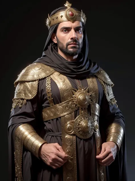 ancient king in rich clothes, 30 years old european man, <lora:ARWArabArmor:0.8> arabarmor