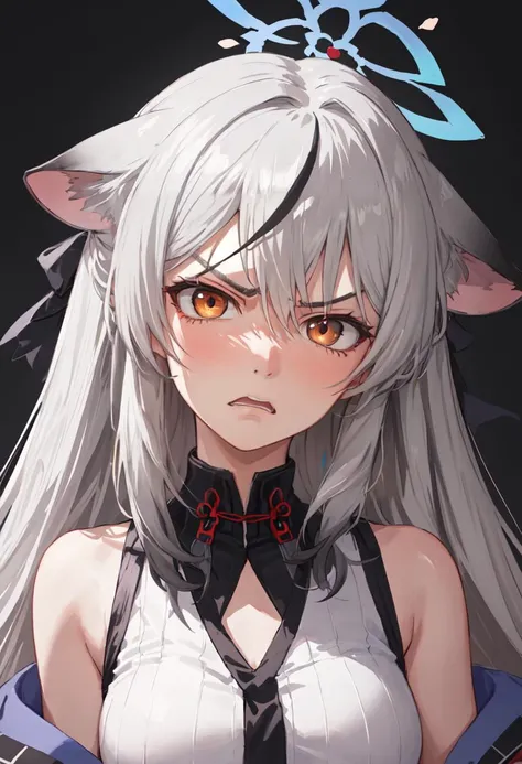best quality, masterpiece, highres, solo, (kokona_bluearchive:1.10), angry, annoyed, portrait, looking at viewer, 37 <lora:kokona_bluearchive:0.80>