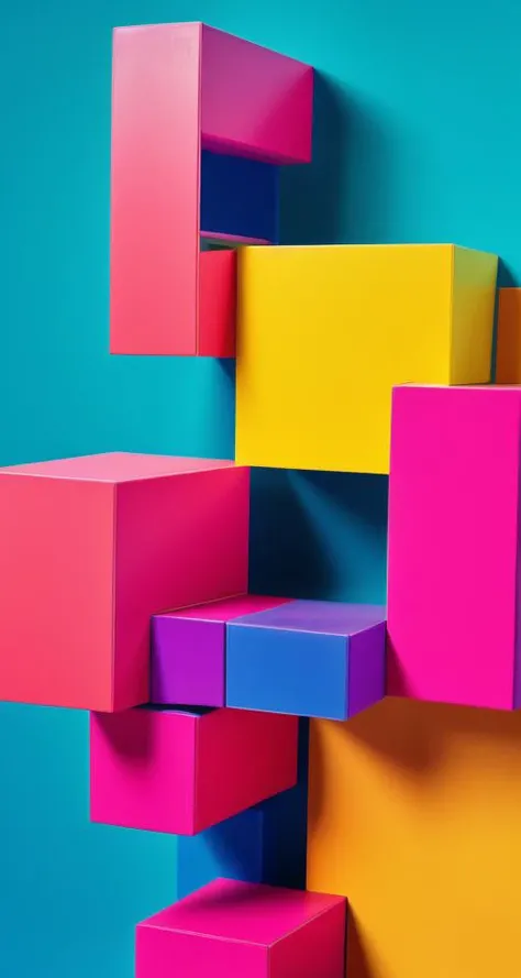 best quality, bb3l15, a colorful diagonal abstract structure made of cube and  over a  square tan background <lora:bb3l15:1>,