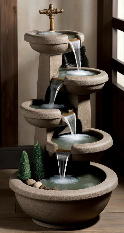 best quality, Full Shot of Marketplace Rebel Alliance,Water Fountain,Mountain Pine,