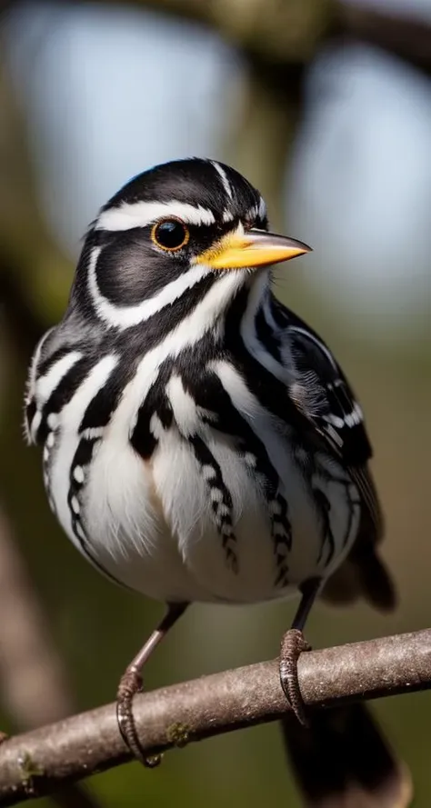 best quality, A ((Wide Shot of Blackpoll Warbler)), classroom as background,