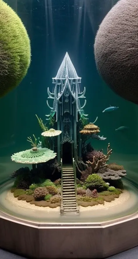 best quality, mini\(ttp\), Normal Mapping architecture|} Haunted Forest Tidal Estuary,Angelfish,Hyperspace, miniature landscape <lora:miniature_V1:1@0,.5@.4>,