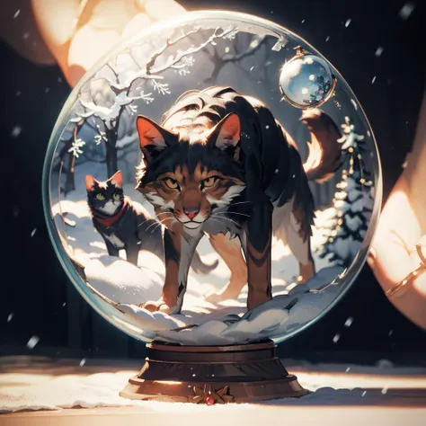 score_9, score_8_up, score_7_up,  snow globe,cat and wolf,((masterpiece,best quality)) <lora:add-detail-xl:1><lora:snow_globe:1> <lora:Anime Summer Days Style SDXL_LoRA_Pony Diffusion V6 XL:1>,black background,The snowstorm inside