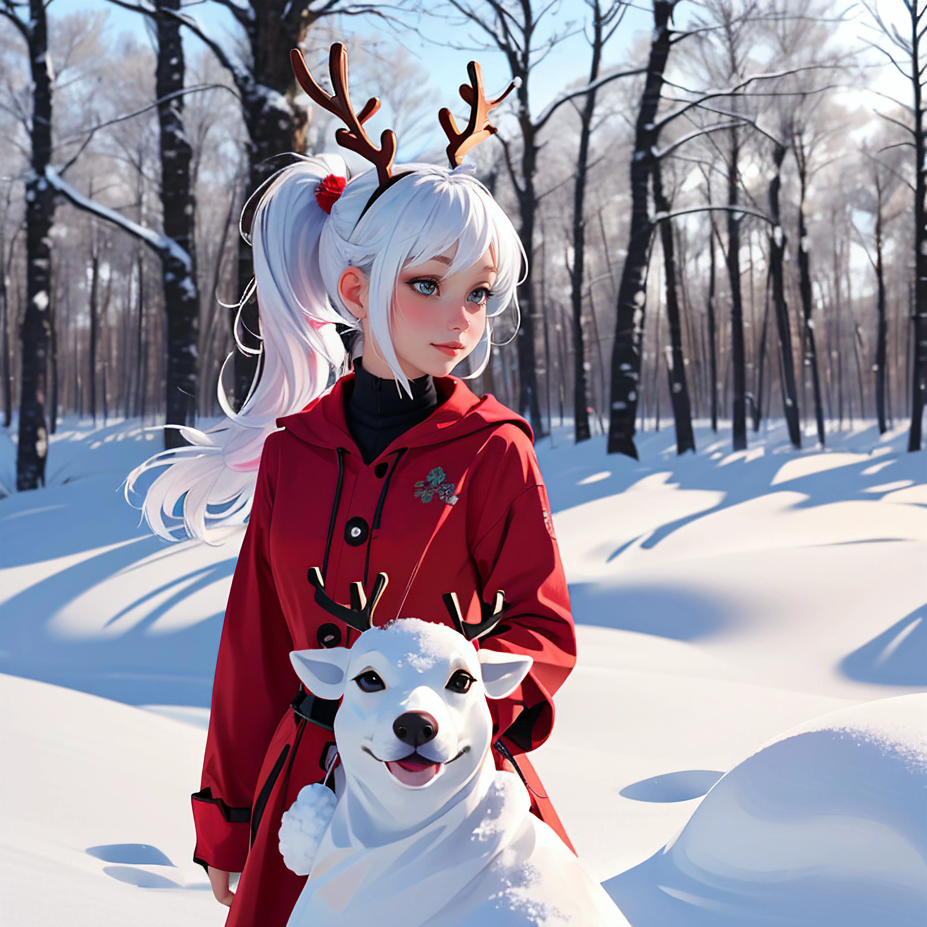 (masterpiece, best quality), 1girl, ponytail, wrenchsjoyfuljingle, gown, reindeer antlers, snow_globe, outdoor, snow trees, blurry background, <lora:wrenchsjoyfuljingle:0.8>, <lora:snow_globe:0.8>, <lora:(LoRa:0.9524) Birch Light ã·ã©ã«ãã®å
ç½æ¨ºæ¨¹ä¹å
Concept (With multires noise version):0.8>