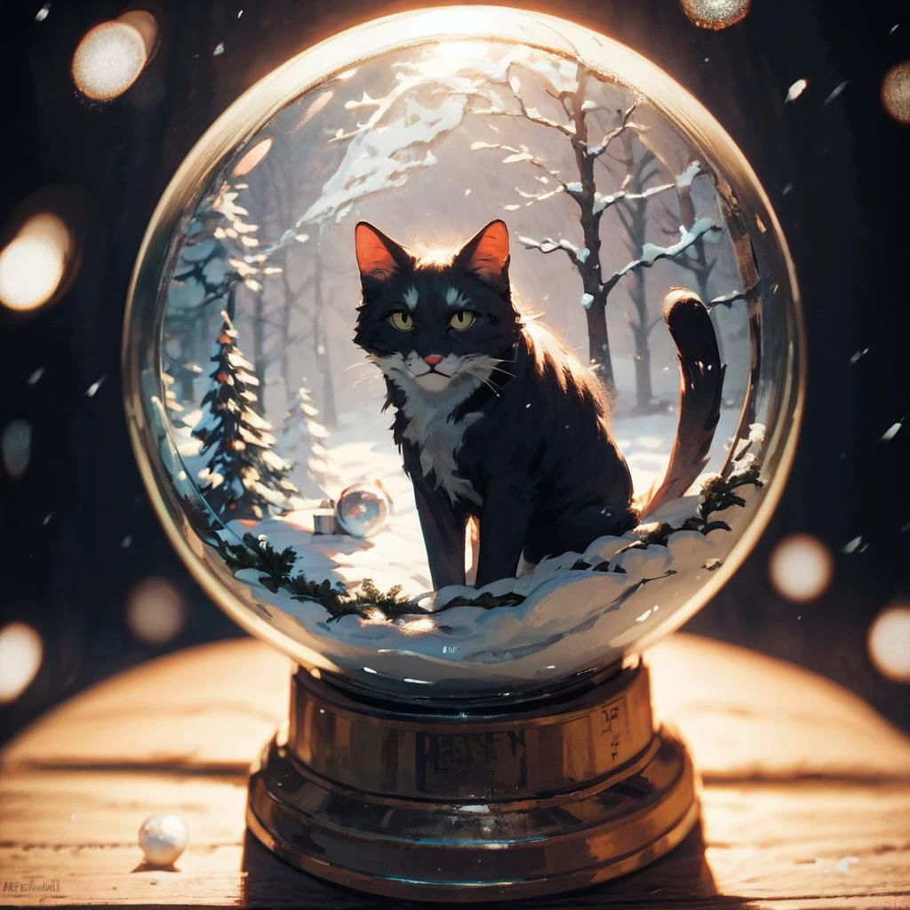 score_9, score_8_up, score_7_up, snow globe,cat and wolf,((masterpiece,best quality)) <lora:add-detail-xl:1><lora:snow_globe:1> <lora:Anime Summer Days Style SDXL_LoRA_Pony Diffusion V6 XL:1>,black background,The snowstorm inside