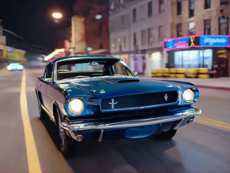 1965 shelby gt350, (driver:1.2),
street race at night, motion blur, highly detailed, cinematic lighting, detailed, 4k, 8k, dslr, 50mm, Hasselblad X2D
 <lora:1965_Ford_Mustang_ShelbyGT350_SDXL_v1_Platypus:1>