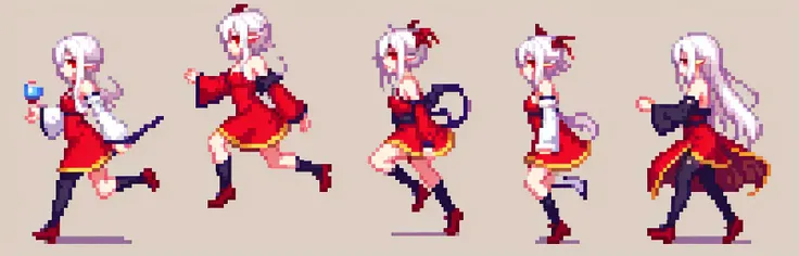 pixel,pixel art,pixelart,xiangsu,xiang su,full body,(((solid background))),
1 girl, red eyes, pointy ears, vampire, colored skin, red dress, separated sleeves, colored sclera, double tail, long white hair, hair between the eyes, bare shoulders,<lora:pixel sprites2Dåç´ å·¥å
·å
:0.6>,