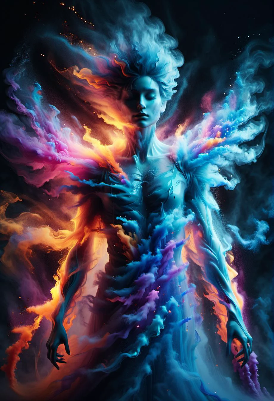 Dreamscape <lora:dissolve:1>,dissolve,pain creator made of brightly colored smoke particles dissolving rapidly into the wind,moody,otherworldly,dramatic,haunting,motion blur,<lora:stylesqueeze_v3_xl:1>,, glow effects, godrays, Hand drawn, render, 8k, octane render, cinema 4d, blender, dark, atmospheric 4k ultra detailed, cinematic, Sharp focus, big depth of field, Masterpiece, colors, 3d octane render, 4k, concept art, trending on artstation, hyperrealistic, Vivid colors, extremely detailed CG unity 8k wallpaper, trending on CGSociety, Intricate, High Detail, dramatic . Surreal, ethereal, dreamy, mysterious, fantasy, highly detailed