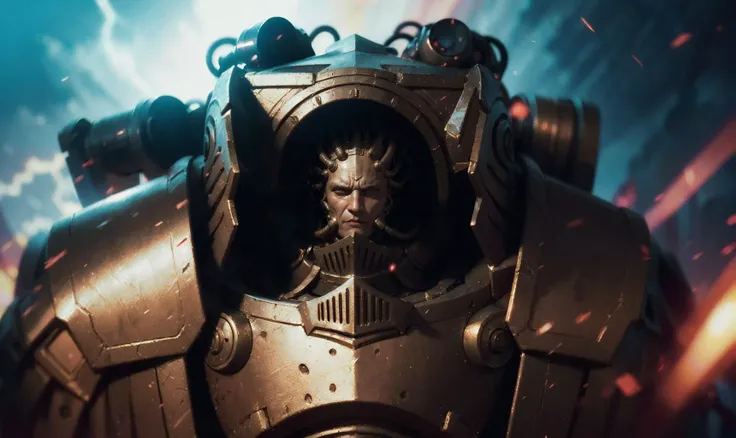 Hyperrealistic, Hyperdetailed, analog style, soft lighting, subsurface scattering, realistic, heavy shadow, masterpiece, best quality, ultra realistic, film photography, face closeup Photo of perturabo in full armor, looking at viewer, centered, wearing metallic armor,
heavy armor, epic, thunder, lightning in background
<lora:Perturabo MK1 by CARAXES:0.7>