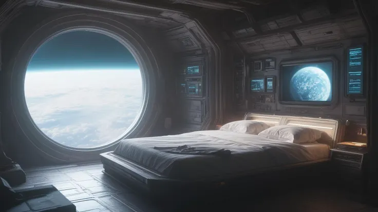 <lora:Anchespaceroom-V1:0.7>,anchespaceroom, scenery, no humans, bed, science fiction