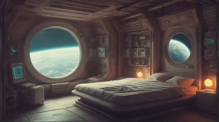 <lora:Anchespaceroom-V1:0.7>,anchespaceroom, scenery, no humans, bed, science fiction