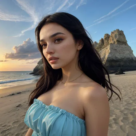 primeiro plano: a beautiful page from Bettie, cabelos ondulados molhados ao vento. She is a men&#39;s magazine model, She has a subtle smile and flirts with the camera, fazendo nudismo, Scotland Loch background landscape and Scottish castle ruins, (in the light of the sunset:1.2), , olhos perfeitos, perfect hands, corpo perfeito, cabelo perfeito, peito perfeito, hair behind the ear, Ultra HD, retina, obra de arte, Preciso, Anatomicamente Correto, pele texturizada, super detalhe, detalhes altos, alta qualidade, premiado, Melhor qualidade, high resolution, 16k, 8k, 