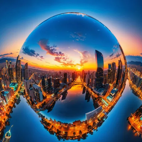masterpiece fisheye shot of an evening cityscape, transparent color transparent color vinyl, ((prismatic shapes)), holographic, chromatic aberration, 8k, ultra detailed, ((masterpiece)), (best quality), detailed, realistic, 8k, 4k, UHD, high quality, lifelike, precise, vibrant, absurdres