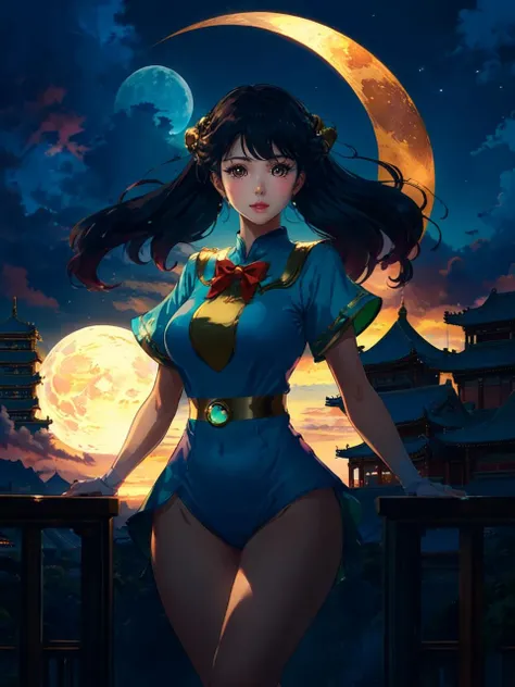 breathtaking masterpiece,8k,highly detailed,bokeh,breathtaking background chinese city,(1girl flying in the sky:1.8),gugong,palace,big moon,(dynamic pose:1.3),
(loose hair:1.5),(huge breasts:1.2),(pubic hair:1.8),
cumulonimbus,(rainbow:1.2),(looking at viewer:1.1),sweat body,<lora:neg4all_bdsqlsz_xl_V7:1.5>,(sailor moon bikini uniform:1.6),<lora:gugong:0.6>,(vortex:1.3), . award-winning, professional, highly detailed