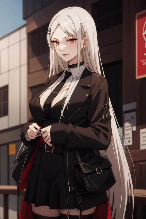 1 girl,chocker,goth,goddess,dressed in punk clothing, goth aesthetic, chocker,goth,goddess,dressed in punk clothing, edgy, urban girl fanart, goth aesthetic, <lora:Sachiko Juraku:0.6>