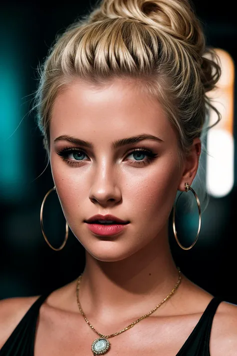 photo of (1rel4ndb:0.99), ((tintype)), (Polaroid frame:1.2), perfect blonde hair upsweep updo tight bun, cool looking fashion model, glamour fashion event, wearing a party dress, necklace, (painted lips), earrings, (classic casino background), intricate detail, dim lighting, detailed background, detailed clothes, shiny glossy skin, subsurface scattering, glitter, Nikon D850 film stock photograph Kodak Portra 400 camera f1.6 lens, rich colors, lifelike texture, dramatic lighting, unreal engine, trending on ArtStation, cinestill 800 tungsten, ((happy)), SFW