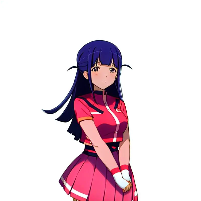 <lora:tsuyuzaki_mahiru_C3:1>,tsuyuzaki_mahiru\(cheerleader\),solo,1girl,upper body,medium breasts,white background,ultra wide angle, AF mode, focal point,solo focus
