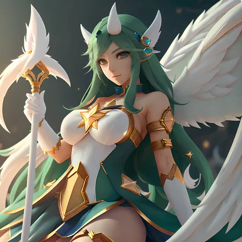 Character: Soraka from the game League of Legends, good quality and intricate details, high detailed, hyper realistic, 3D, unreal engine --uplight, (anime style:1.2) <lora:starGuardianSoraka_starGuardianSorakaV1:1>