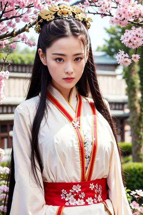 1girl, chinese goddess, cloudy sky, (((masterpiece))),(extremely detailed CG unity 8k wallpaper),best quality,Amazing,finely detail,cinematic lighting,close-up,((floating hair)),((Sakura)), outdoors, sky, {{wind}}, detailed background, beautiful detailed eyes,bright pupils, dynamic pose,dynamic angle,looking at viewer,detailed clothes, unparalleled masterpiece, ultra realistic 8k CG, perfect artwork, ((perfect female figure)), mature female, milf, narrow waist, chinese deity, looking at viewer, seductive posture, sexy pose, alluring, clean, beautiful face, pure face, pale skin, absurdly long hair, divine goddess, shiny skin, skindentation, cute, ((upper body)),