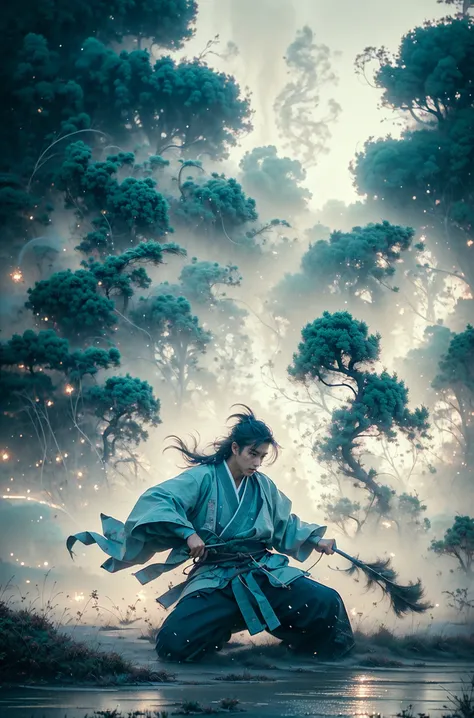 masterpiece, best quality, 32k, insane details, intricate details, hyperdetailed, hyper quality, high detail, ultra detailed, Masterpiece,martial artsChinese, realism,martial arts,play light and shadow,green lights and shadow,Bauhaus photography,28mm fantasy landscape,Camille Could,Selective focus,Panorama,Ultra-realistic illustrationsREALISTIC 3D, ULTRA DETAILEDBlender, C4D, high detail, high resolution,
A young man in ancient China,dressed in white Hanfu,surrounded by gas fumes in battle,martial arts action portraits,Gopro,motion blur,long exposure,full body,delicate feature,high aesthetics and high art,immersed ina cinematic atmosphere,with an unreal portrait style,paulina washington
<lora:~Q?-kfOmartial arts:0.9>