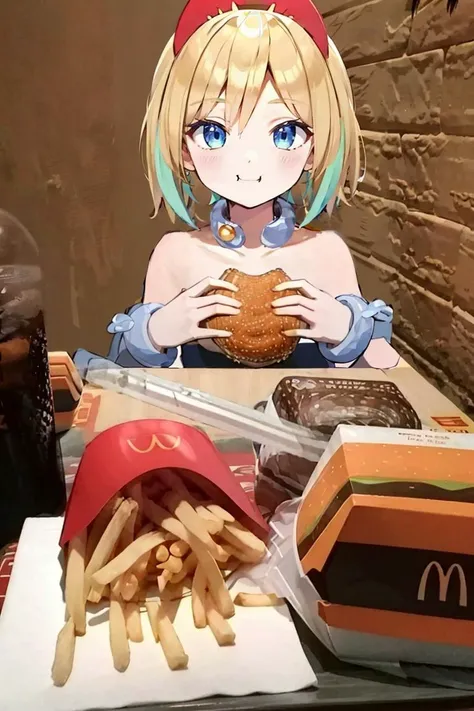 <lora:McDate_with_2D_Waifu:0.8>, McDate_with_2D_Waifu, smile, looking at viewer, ((masterpiece,best quality)), absurdres, <lora:irida_(pokemon)_v1:0.7>, aairida, short hair, red hairband, neck ring, collar, strapless shirt, red shirt, bracelet,
