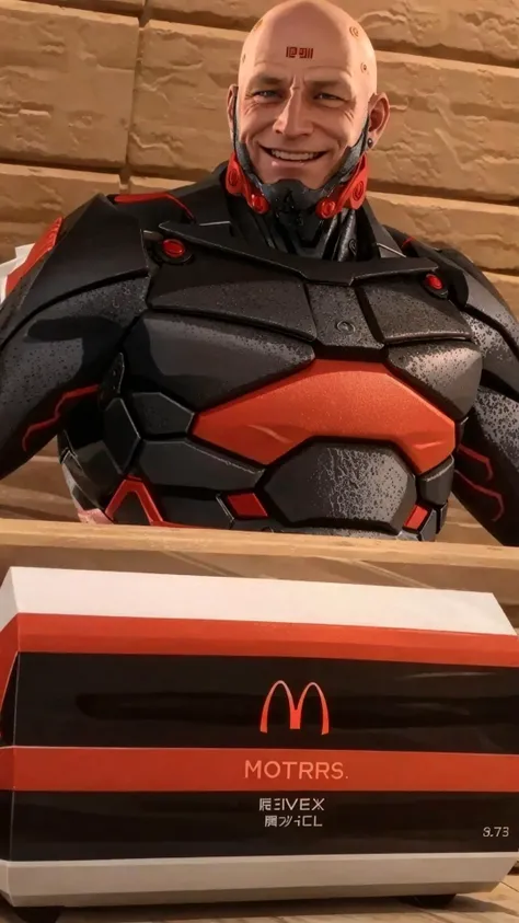 <lora:McDate_with_2D_Waifu:0.6> (McDate with 2D Waifu, food, holding food, chewing:1.10), BREAK, <lora:Sundowner - Metal Gear Rising:0.7> mgrsundowner, android, cyborg, bald, tattoo, barcode, barcode tattoo, manly, muscular, (evil smile:1.2), BREAK, red sun, red sun over paradise, BREAK,, masterpiece, best quality, extremely detailed, highly quality, 4k, sharp focus, professional, sharp focus, award winning, cinematic lighting, octane render, unreal engine, volumetrics dtx, Wallpaper,