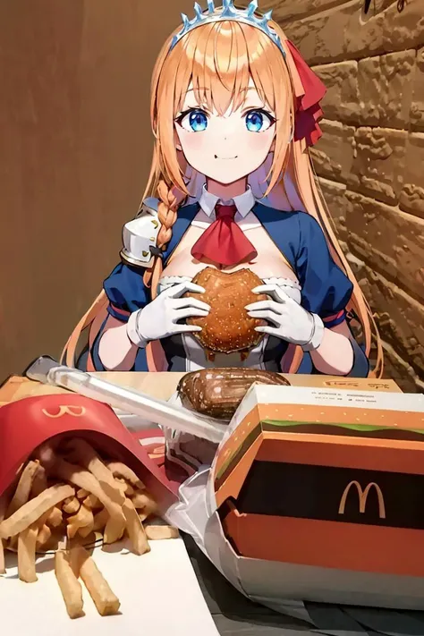 <lora:McDate_with_2D_Waifu:0.8>, McDate_with_2D_Waifu, smile, looking at viewer, ((masterpiece,best quality)), absurdres, <lora:pecorine_v1:0.7>, aapeco, very long hair, ahoge, braid, tiara, hair ribbon, red ascot, cleavage, shrug (clothing), shoulder armor, white dress, short sleeves, white gloves,