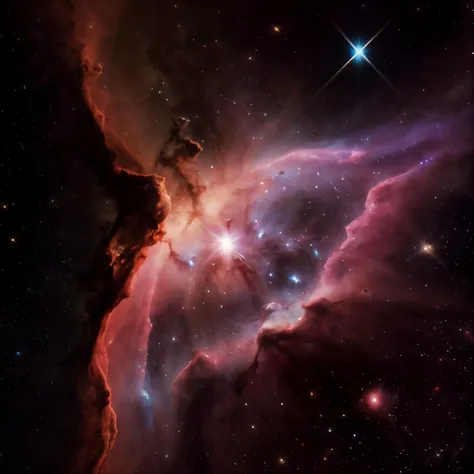 photo of a nebula from space, close up, hdr, high detail, 8k, photorealistic, dark theme, dark studio, two tone lighting, <lora:epiNoiseoffset_v3:1.6>
