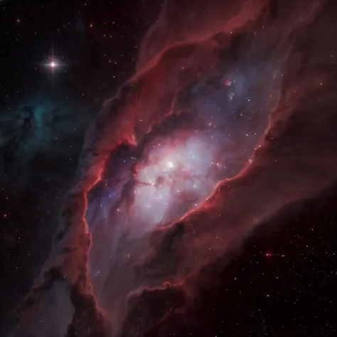 photo of a nebula from space, close up, hdr, high detail, 8k, photorealistic, dark theme, dark studio, two tone lighting, <lora:epiNoiseoffset_v3:1.6>