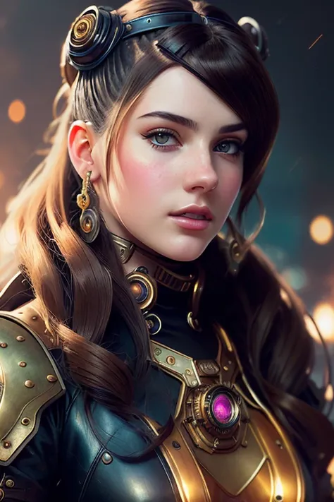 steampunk woman, highly detailed face and body portrait by wlop. fantasy art from dnd extremely beautiful style of ilya kuvshinov on greg rutkowski in the shell 1 9 7 0 s oil painting full length illustration sharp focus norman rockwell trending pixiv fanbox concept quality cinema model madison beer as ariana grande popart thomas <lora:epiNoiseoffset_v2:1>
