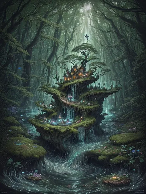 (realistic), 2d art, surrounded by swirling energy, (masterpiece:1.2), masterpiece, happy, home, realistic, stamina, witches, (flowing water), Full color, middle ground, (Extremely detailed background:1.2), dramatic, defensive stance, detailed skin, perspective, 1girl, natural lighting, <lora:epiNoiseoffset_v2Pynoise:1>, (concept art), gritty, photography master Yousuf Karsh style, green color scheme, (fairy forest in the background), sky, scissor cut, horizon, road, camping