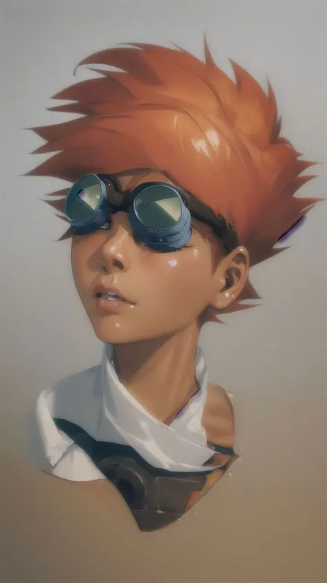 Edward,tan skin,tomboy,midriff,orange hair,(white loose shirt),off shoulder,spiked hair,barefoot,bike shorts,brown eyes,goggles on head,blush stickers,(grin:0.8),space station,engine room,(insanely detailed, beautiful detailed face, masterpiece, best quality) volumetric lighting,best quality,masterpiece,intricate details,tonemapping,sharp focus,hyper detailed <lora:Edward-06:0.8>,dynamic angle,from above,