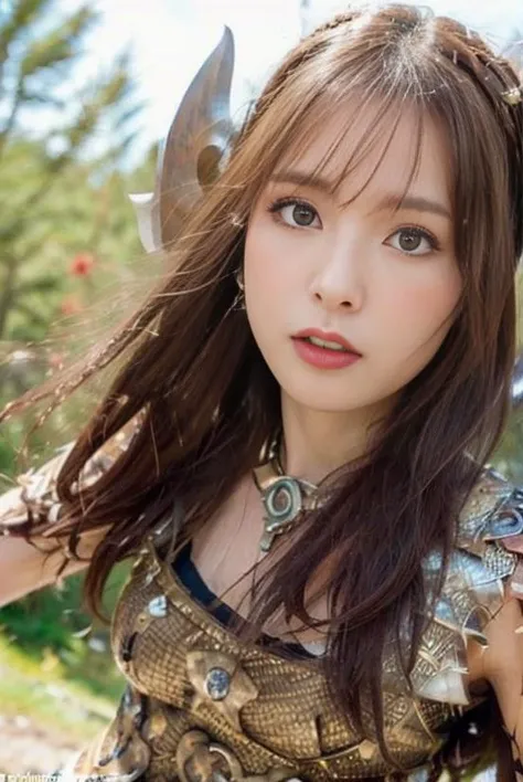 masterpiece、1 beautiful girl、Fine Eyes、smile、Puffy eyes、highest quality, 超High resolution, (reality: 1.4), Cinema Lighting、Japanese、Asian Beauty、Korean、so beautiful、Beautiful Skin、Body facing forward、Face close-up、Upper body close-up,(超reality的な)、(High resolution)、(8k)、(Very detailed)、(美しくFine Eyes)、(Very detailed)、 (wall-)、Detailed face、Bright lighting、Professional Lighting、Looking at the audience、Look straight ahead、Diagonal bangs、Perfect cosplay,((masterpiece, highest quality,Edge Quality)),
Edge DQ, Long Hair, chest, smile, blue eyes, large chest, gloves, belly button, chestの谷間, Bright purple hair, choker, elbow gloves, sword, bikini armor, Winged Helmet, red armor ,wearing Edge DQ_armor