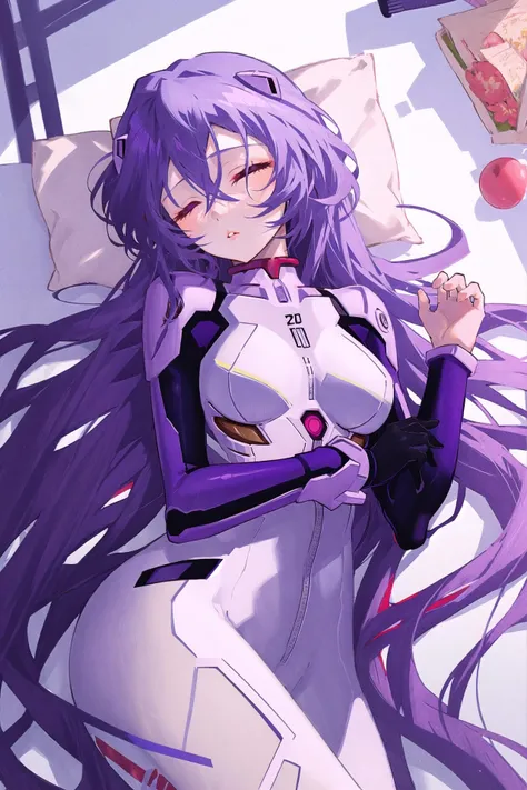 1girl, solo, long hair, plugsuit, ayanami rei, bodysuit, white bodysuit, very long hair, hair between eyes, breasts, upper body, looking at viewer, blue hair, parted lips, red eyes, bangs, white background, medium breasts, interface headset ,sleeping, animal focus, cat, realistic, animal, lying, closed eyes, shadow, whiskers, full body, on side ,
///////////   <lora:arutera-000212:1>