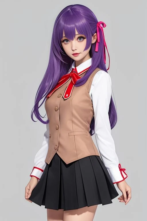 (masterpiece, best quality:1.2),intricate design, (insanely detailed:1.4), (extremely fine details:1.35),masterpiece, best quality, hyper-detailed((masterpiece)), (best quality), (detailed)
ShokoKomidef, purple hair, purple eyes, long hair
, (black pantyhose:1.3),, (school uniform:1.3), red skirt, red bow, (blazer:1.3) (microskirt:1.3)
microskirt, (classroom:1.2)