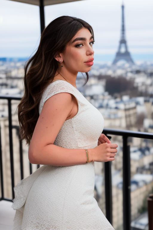 DEN_lils_lilsyourfav,
standing on a balcony wearing an (elegant outfit:1.3), Paris scene, Eifel tower, balcony railing, balcony, City scape, scenic,
bokeh, f1.4, 40mm, photorealistic, raw, 8k, textured skin, skin pores, intricate details <lora:epi_noiseoffset2:1>, epiCRealism <lora:ClothingAdjuster3:-1.3>