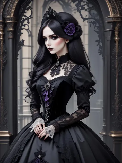 Gothic style beautiful woman wearing a victorian dress <lora:xl_n15g_aio_clothing-1.0:0.8>
. Dark, mysterious, haunting, dramatic, ornate, detailed