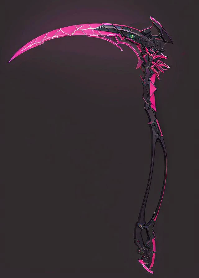 Game Icon Institute,game icon,neon-pink sickle adorned with gemstones,wide perspective,reasonable structure,HD,game icon,perfect work (masterpiece, top quality, best quality, official art, beautiful and aesthetic:1.2),(8K, best quality, masterpiece:1.2),<lora:GameIconResearch_Scythe_Lora:1>,