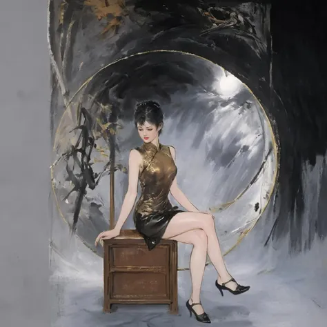 photorealistic, best quality, chinese female, open clothes, leather_shoes