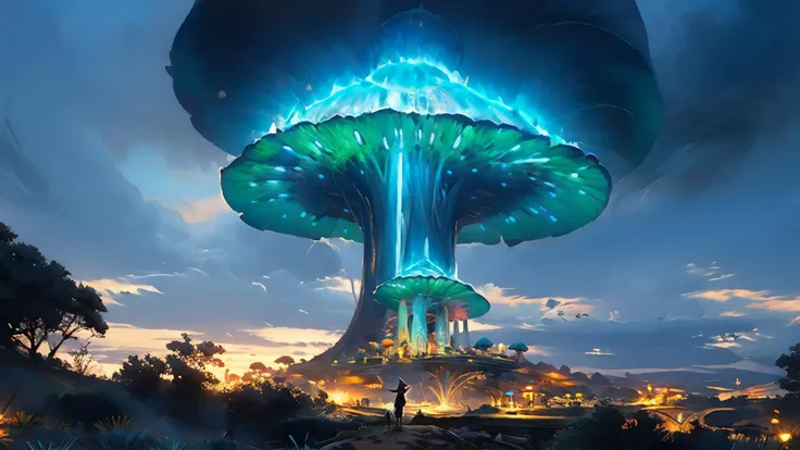 HEZI,game concept scene,rich colors,gorgeous,details,quadratic style,fresh illustration,mushroom,outdoors,scenery,sky,cloud,staff,1girl,standing,fantasy,glowing,day,holding,blue sky,holding staff,solo,cloudy sky,1boy,hat,from behind,tree,bug,
8k, high quality, highly detailed.<lora:æ¸¸ææ¦å¿µåºæ¯ï¼äºæ¬¡å
æ¹åï¼-000009:0.7>