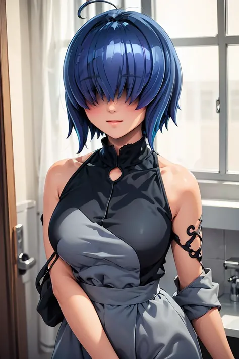 best quality, 1girl, (dakotaskye:1.0), blue eyes, pixie cut, (small breasts), blush, hro, sfw