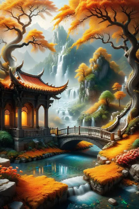 ral-3dcubes,<lora:ral-3dcubes-sdxl:1>,ral-opal,<lora:ral-opal-sdxl:0.8>,
oil and watercolor painting,Photorealism medieval village,this artwork blurs the boundaries between realism:1.1 and abstraction:1.1,transforming geometric shapes:1.1 into a surreal and paradoxical landscape:1.2,
ornate,beautiful,atmosphere,vibe,mist,smoke,chimney,rain,well,wet,pristine,puddles,red and yellow flowers,icicles,melting,dripping,snow,creek,lush,ice,bridge,cart,orange,green,stained glass,forest,flowers,concept art illustration,color page,trending on artstation,Photorealism,often for highly detailed representation,photographic accuracy,or visual illusion. in Brooding landscapes,epic scale,German myth,layered symbolic density,
Looking out here,the dragon gas in front of us,every one of the mountains seems to have a god,and tens of thousands of mountains are braving a rich aura,
This is amazing,in the outside world any sacred mountain is precious,but in this place,there are enough tens of thousands of side by side,grand and open,
The mountain is wrapped with fairy mist,tens of thousands of them together,called magnificent,
This is a wonder,a sight can not see the end,silver waterfall hanging,hanging island is located,Rui birds and auspicious animals,this is a fairy home pure land,