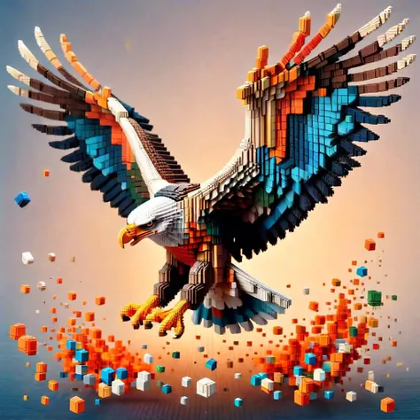 ral-3dcubes,<lora:ral-3dcubes-sdxl:1>,a flying eagle,msterpiece,high details,