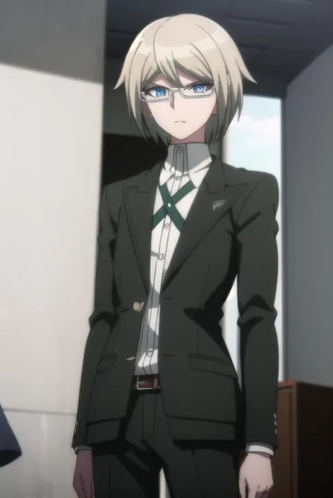 byakuyatogami, <lora:byakuya togami s1-lora-nochekaiser:1>,
byakuya togami, short hair, bangs, blue eyes, blonde hair, male focus, glasses, semi-rimless eyewear,
BREAK shirt, long sleeves, jacket, white shirt, open clothes, glasses, collared shirt, belt, pants, open jacket, black jacket, dress shirt, black pants, black belt, shirt tucked in, brown belt,
BREAK outdoors, classroom,
BREAK looking at viewer, (cowboy shot:1.5),
BREAK <lyco:GoodHands-beta2:1>, (masterpiece:1.2), best quality, high resolution, unity 8k wallpaper, (illustration:0.8), (beautiful detailed eyes:1.6), extremely detailed face, perfect lighting, extremely detailed CG, (perfect hands, perfect anatomy),