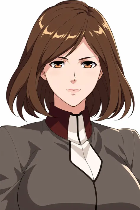 Simple White Background,
military, military uniform,Brown_jacket,Black and red shirt ,pants,long sleeves, pantyhose,
<lora:Shape_Cherensey_Gundam-KK77-V1:0.7>,
Short hair,bangs,brown hair,brown eyes,
<lora:Oda_Non_Style-KK77-V2:0.3>,<lora:more_details:0.1>,
1 girl, 20yo,Young female,Beautiful Finger,Beautiful long legs,Beautiful body,Beautiful Nose,Beautiful character design, perfect eyes, perfect face,expressive eyes,perfect balance,
looking at viewer,(Focus on her face),closed mouth, (innocent_big_eyes:1.0),Light_Smile,
official art,extremely detailed CG unity 8k wallpaper, perfect lighting,Colorful, Bright_Front_face_Lighting,White skin,
(masterpiece:1.0),(best_quality:1.0), ultra high res,4K,ultra-detailed,
photography, 8K, HDR, highres, absurdres:1.2, Kodak portra 400, film grain, blurry background, bokeh:1.2, lens flare, (vibrant_color:1.2),professional photograph,
(Beautiful,large_Breasts:1.4), (beautiful_face:1.5),(narrow_waist),