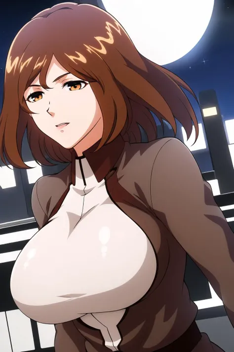 (Night:1.7), Japan, Tokyo, CityView, Before Window,
Standing at attention,
military, military uniform,Brown_jacket,Black and red shirt ,pants,long sleeves, pantyhose,
<lora:Shape_Cherensey_Gundam-KK77-V1:0.7>,
Short hair,bangs,brown hair,brown eyes,
1 girl, 24yo,mature female,Beautiful Finger,Beautiful long legs,Beautiful body,Beautiful Nose,Beautiful character design, perfect eyes, perfect face,
looking at viewer, in the center of the image,(Upper_body),(close-Up),(Focus on her face),
NSFW,official art,extremely detailed CG unity 8k wallpaper, perfect lighting,Colorful, Bright_Front_face_Lighting,
(masterpiece:1.0),(best_quality:1.0), ultra high res,4K,ultra-detailed,
photography, 8K, HDR, highres, absurdres:1.2, Kodak portra 400, film grain, blurry background, bokeh:1.2, lens flare, (vibrant_color:1.2)
(Beautiful,large_Breasts:1.4), (beautiful_face:1.5),(narrow_waist),