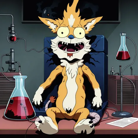 creepy fanart, best quality, semi-realistic, portrait of ukj sitting in his evil lab<lora:squanch_sdxl_ukj_E3:0.95>